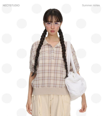 [NECY] plaid polo shirt