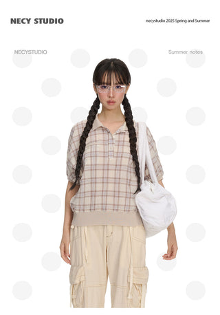 [NECY] plaid polo shirt