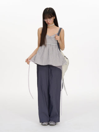 [NECY] lace-up overall pants