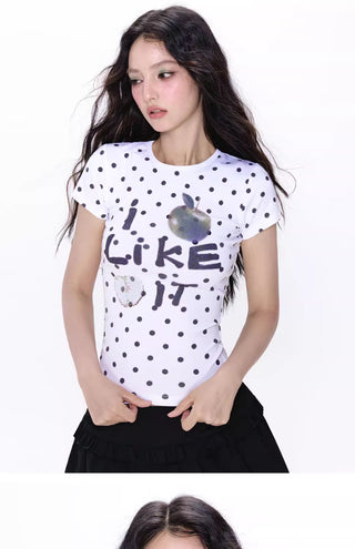 [NECY] apple rhinestone tee