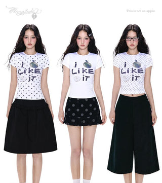 [NECY] apple rhinestone tee