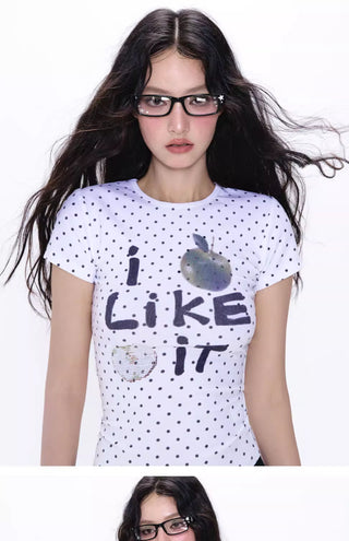 [NECY] apple rhinestone tee