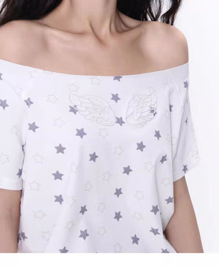 [NECY] wing off-shoulder tee