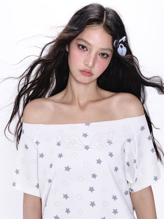 [NECY] wing off-shoulder tee