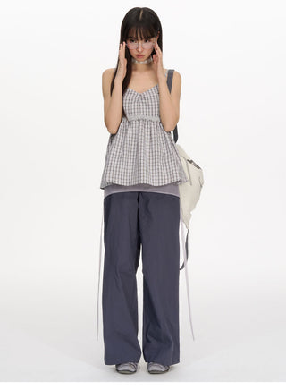 [NECY] lace-up overall pants