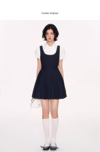 [NECY] pleated suspender skirt