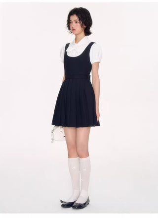 [NECY] pleated suspender skirt