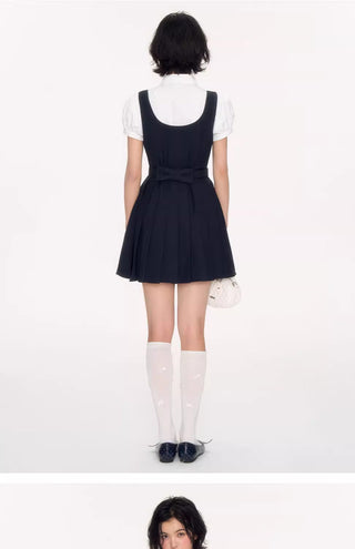 [NECY] pleated suspender skirt