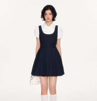 [NECY] pleated suspender skirt