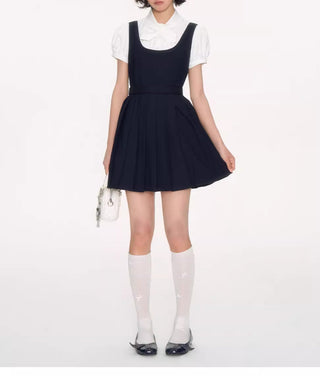 [NECY] pleated suspender skirt