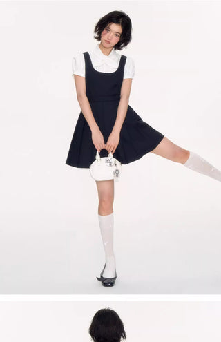 [NECY] pleated suspender skirt