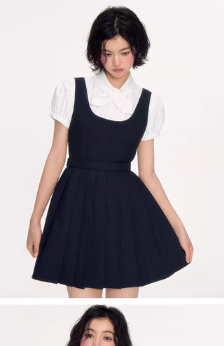 [NECY] pleated suspender skirt