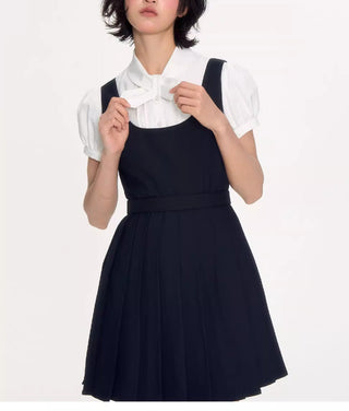 [NECY] pleated suspender skirt