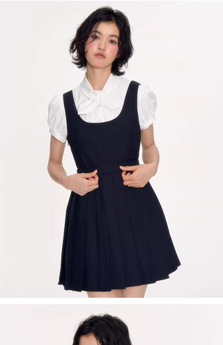 [NECY] pleated suspender skirt
