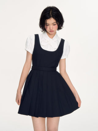 [NECY] pleated suspender skirt
