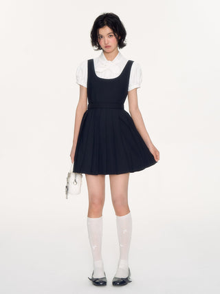 [NECY] pleated suspender skirt