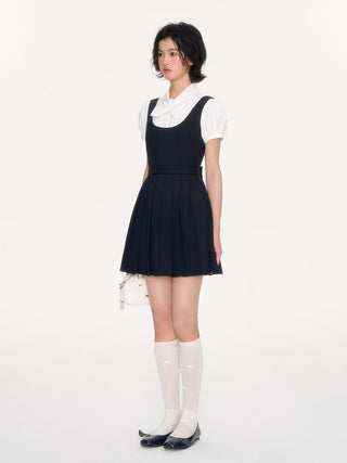 [NECY] pleated suspender skirt