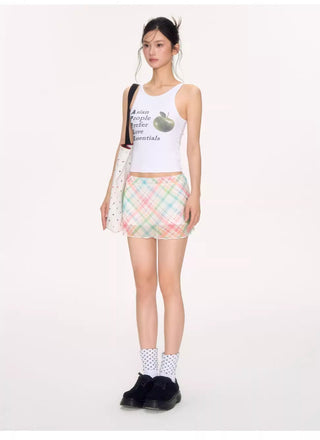 [NECY] apple plaid skirt