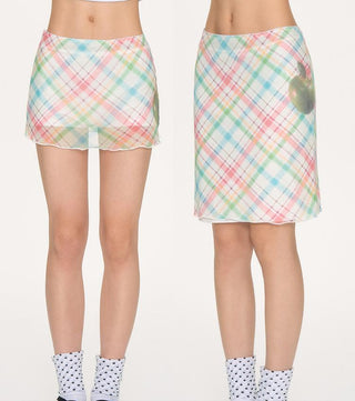 [NECY] apple plaid skirt