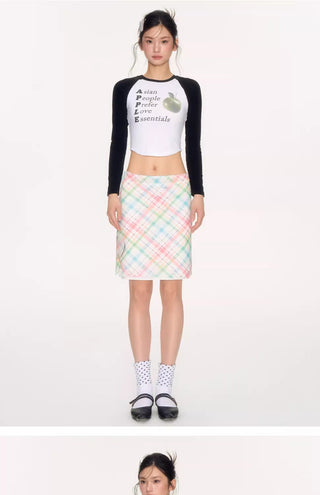 [NECY] apple plaid skirt