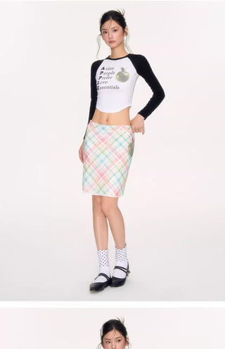 [NECY] apple plaid skirt