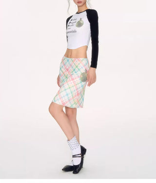 [NECY] apple plaid skirt