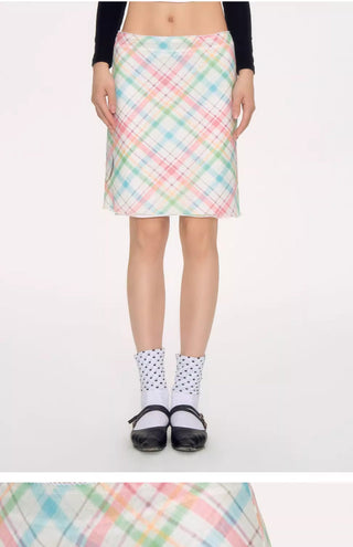 [NECY] apple plaid skirt