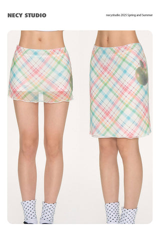 [NECY] apple plaid skirt