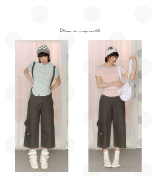 [NECY] pocket cropped overalls