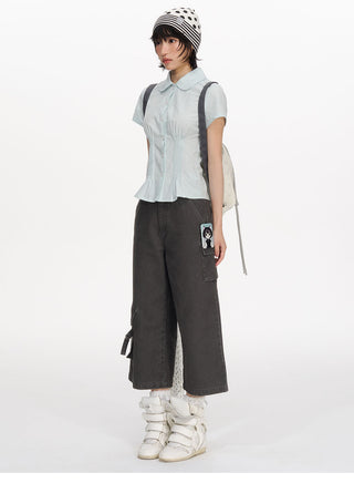 [NECY] pocket cropped overalls