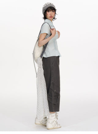 [NECY] pocket cropped overalls