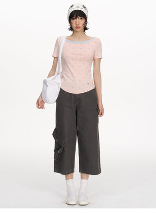 [NECY] pocket cropped overalls