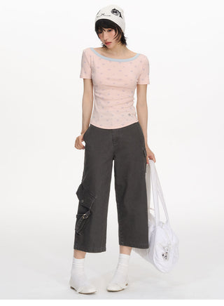 [NECY] pocket cropped overalls