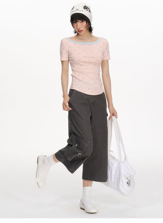 [NECY] pocket cropped overalls