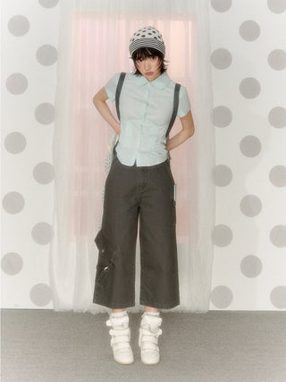 [NECY] pocket cropped overalls