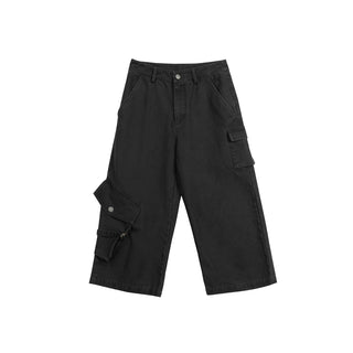 [NECY] pocket cropped overalls