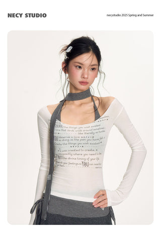 [NECY] garbled u-neck top