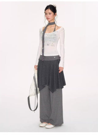 [NECY] striped drawstring skirt