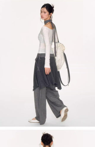 [NECY] striped drawstring skirt