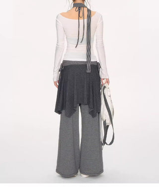 [NECY] striped drawstring skirt