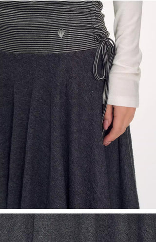 [NECY] striped drawstring skirt
