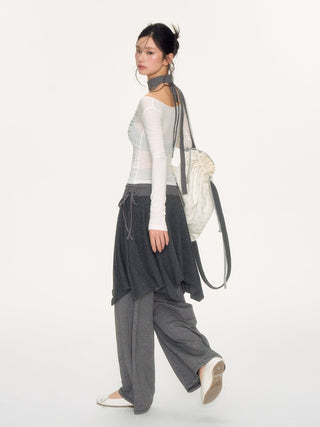 [NECY] striped drawstring skirt