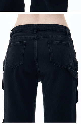 [NECY] washed denim overalls