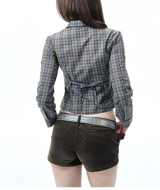 [NECY] plaid lace shirt