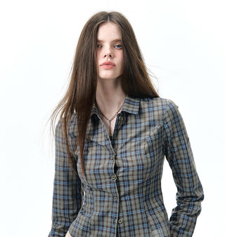 [NECY] plaid lace shirt