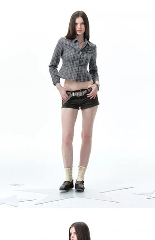 [NECY] plaid lace shirt