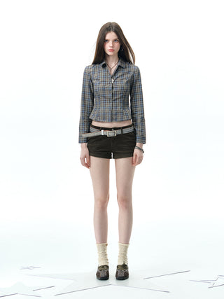 [NECY] plaid lace shirt