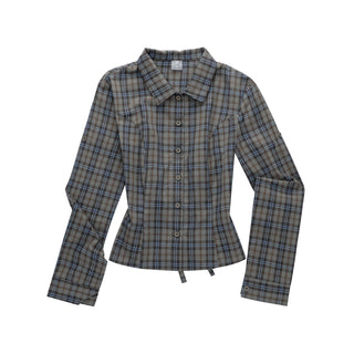 [NECY] plaid lace shirt
