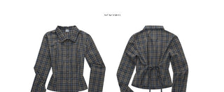 [NECY] plaid lace shirt