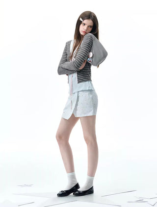 [NECY] striped lace cardigan